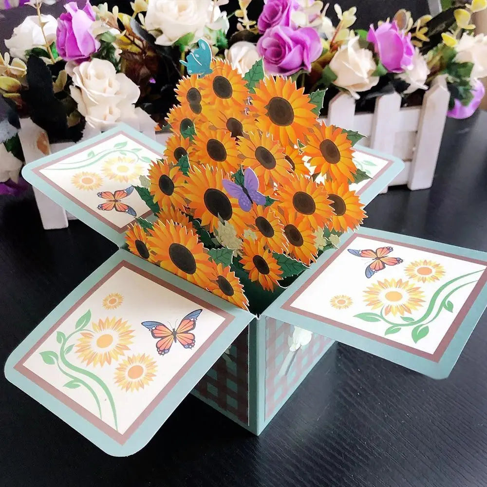 3D Pop UP Happy Birthday Greeting Invitation Cards Gift Card Thank You Flower Balloon Butterfly Vehicle Miniatures Postcard