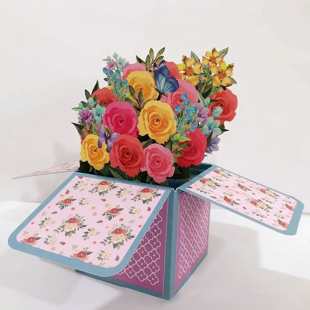 3D Pop UP Happy Birthday Greeting Invitation Cards Gift Card Thank You Flower Balloon Butterfly Vehicle Miniatures Postcard