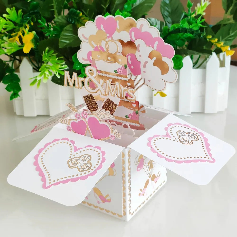 3D Pop UP Happy Birthday Greeting Invitation Cards Gift Card Thank You Flower Balloon Butterfly Vehicle Miniatures Postcard
