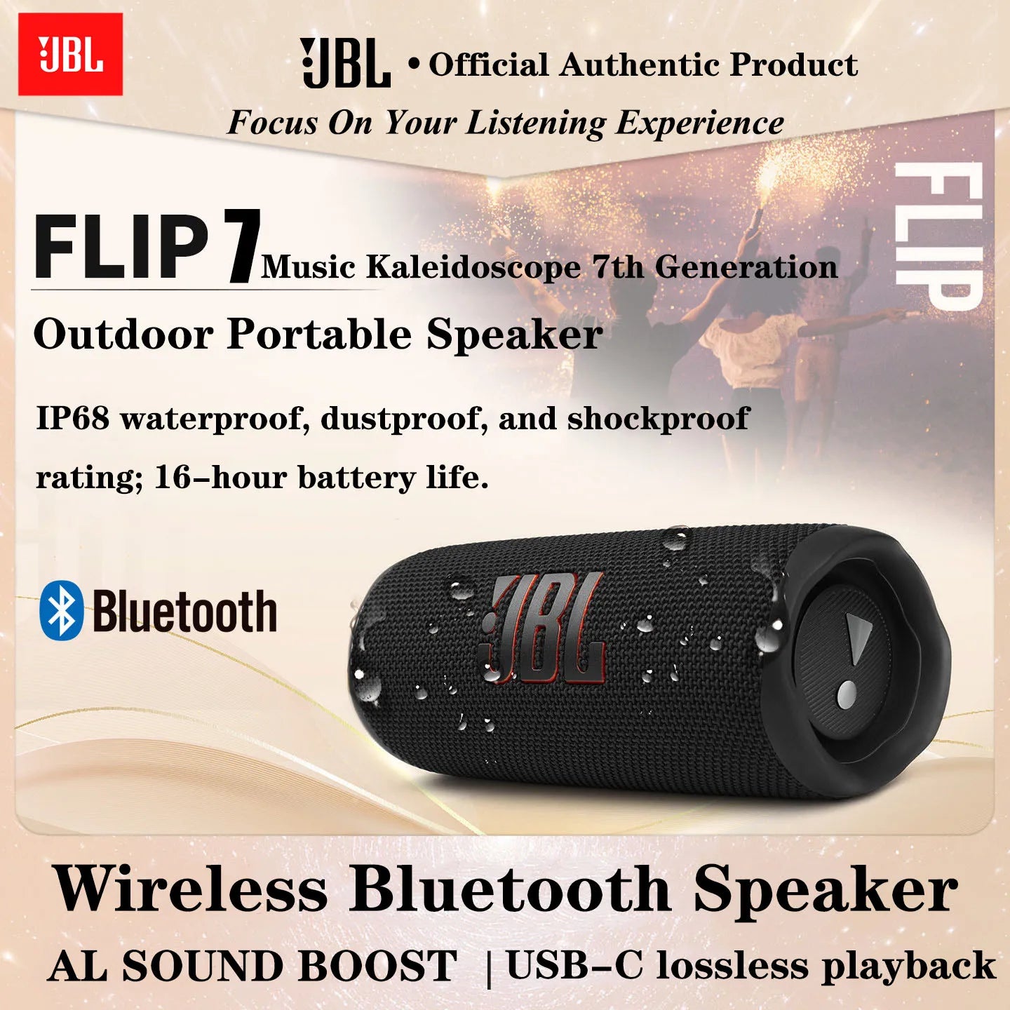 JBL FLIP 7 Official Authentic Product Wireless Bluetooth Speaker AI Sound Boost USB C Interface for Holiday Party Outdoor Play