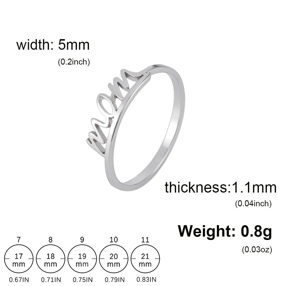 HIPEE New Fashion Gold Plated Glossy MAMA Rings Stainless Steel Letters Ring for Women Men Mom Jewelry Mother's Day Gift