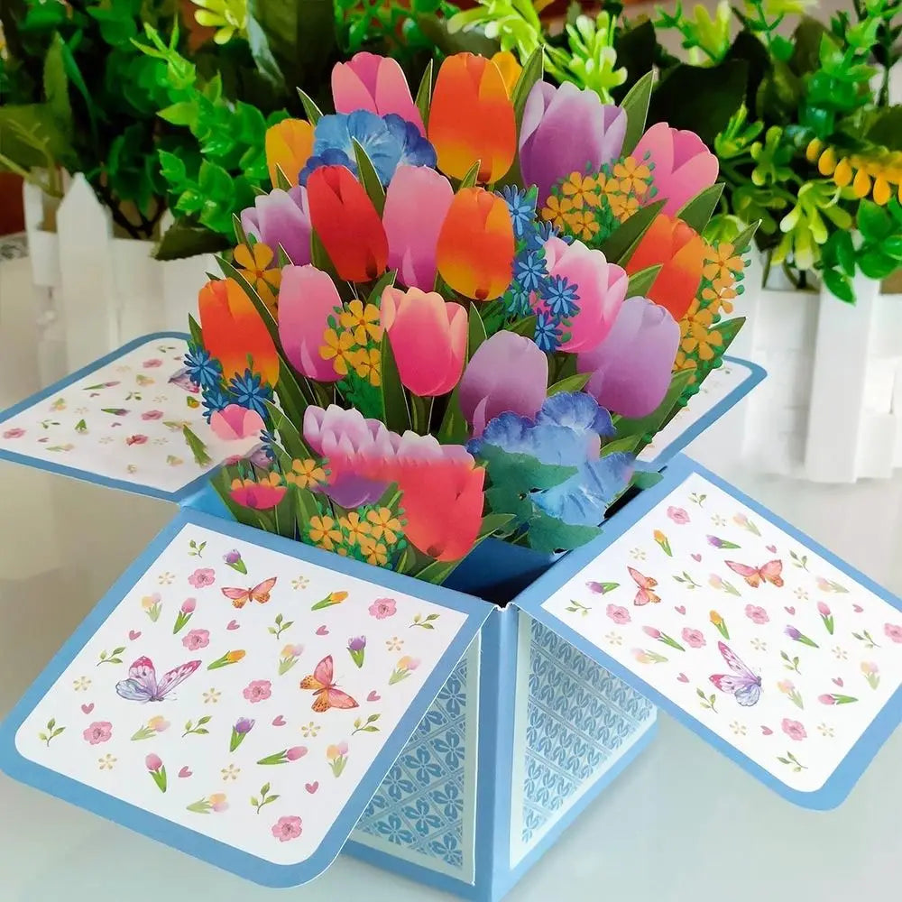 3D Pop UP Happy Birthday Greeting Invitation Cards Gift Card Thank You Flower Balloon Butterfly Vehicle Miniatures Postcard