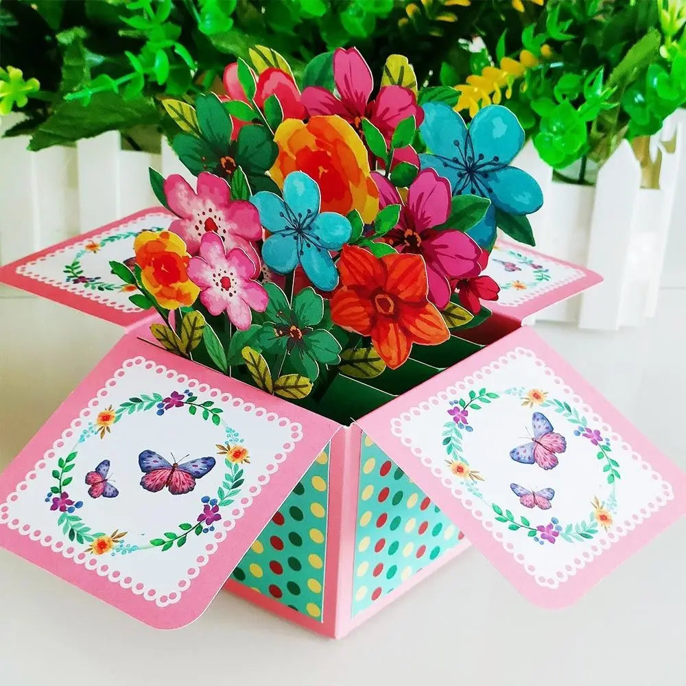 3D Pop UP Happy Birthday Greeting Invitation Cards Gift Card Thank You Flower Balloon Butterfly Vehicle Miniatures Postcard