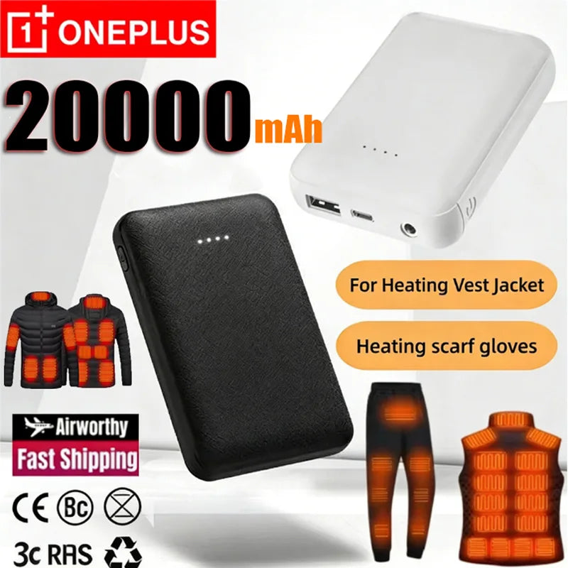 OnePlus Portable Power Bank 20000mah External Battery USB Fast Charging Mini Heating For Vest Jacket Socks Glove Equipment