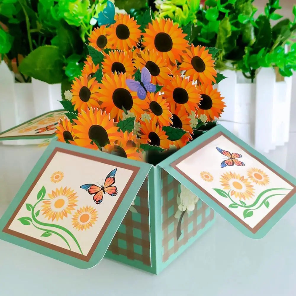 3D Pop UP Happy Birthday Greeting Invitation Cards Gift Card Thank You Flower Balloon Butterfly Vehicle Miniatures Postcard