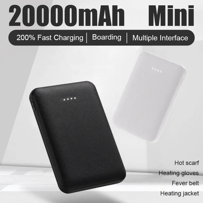 20000mAh Portable Mini Power Bank Charger USB Fast Charging External Battery Pack For Heating Vest Jacket Scarf Socks Gloves